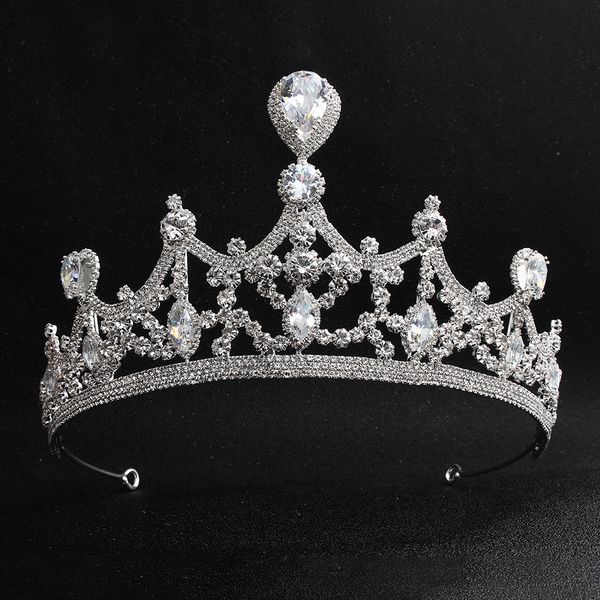 

2019 конкурс свадебные короны quinceanera для женщин bling rhinestone бисероплетение украшения для волос свадебные головные уборы tiaras пар, Silver