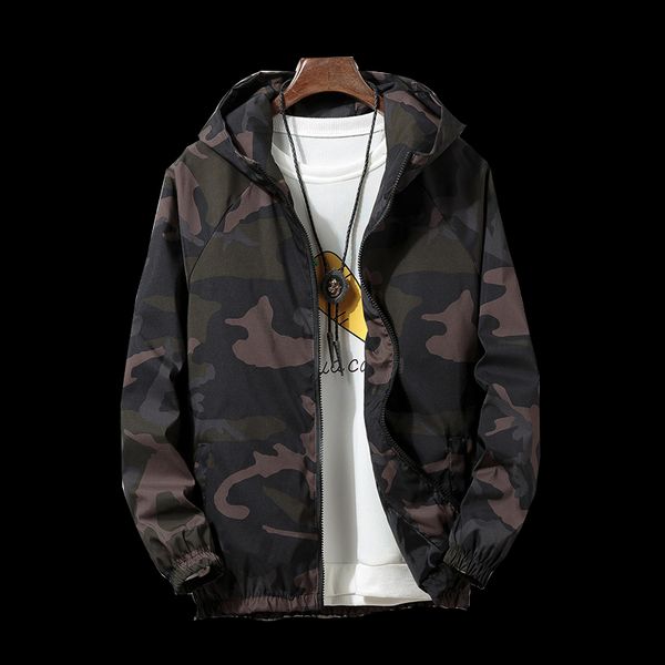 

2019 new spring autumn brand mens casual jackets and coats camouflage hoodie jacket men windbreaker clothes coat male, Black;brown