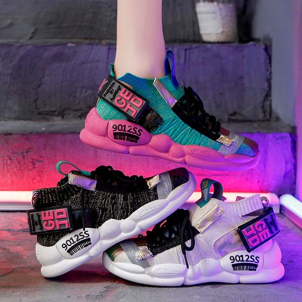 

2019 colorful graffiti sneakers pu women platform sneakers comfortable casual shoes women platform basket femme nvx60, Black