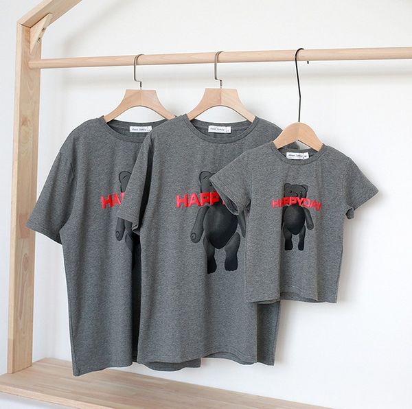 

matching family outfits mom kids baby cartoon summer short sleeve t shirt mom and daughter clothes brother little sister, Blue