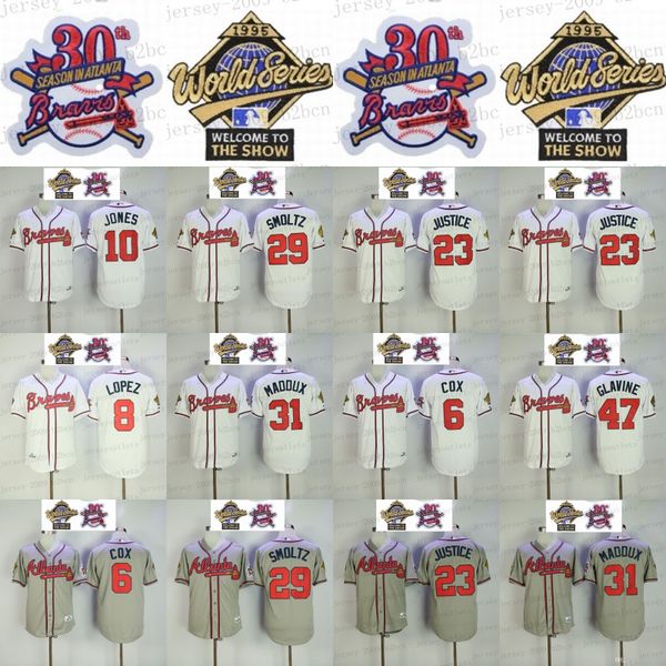 

atlanta 1995 ws braves jersey bobby cox javy lopez chipper jones david justice john smoltz greg 31 maddux tom glavine john rocker, Blue;black