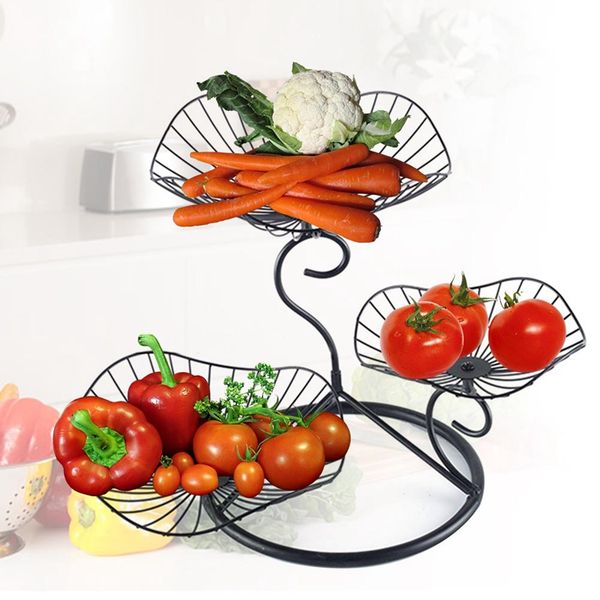

hook fruit and vegetable fruit plate storage three-layer basket living room home