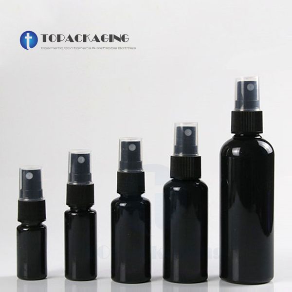 

100pcs*10/20/30/50/100ml empty black plastic spray pump bottle sample liquid refillable fine mist atomizer cosmetic container