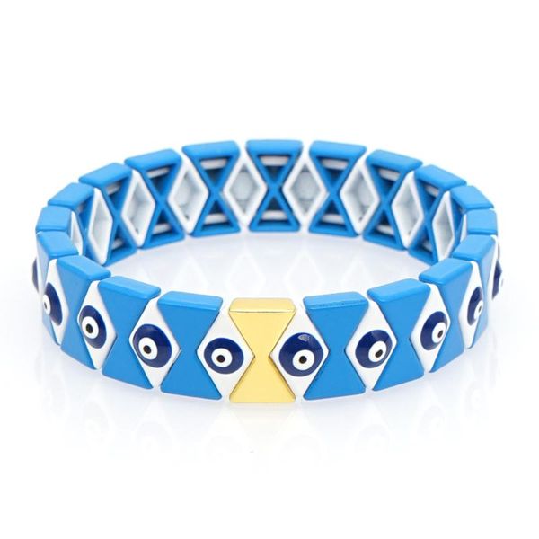 

shinus enamel tile beads bracelets bracelet women handmade newco2020 summer beach stretch turkish evil eye jewelry dropshipping, Golden;silver