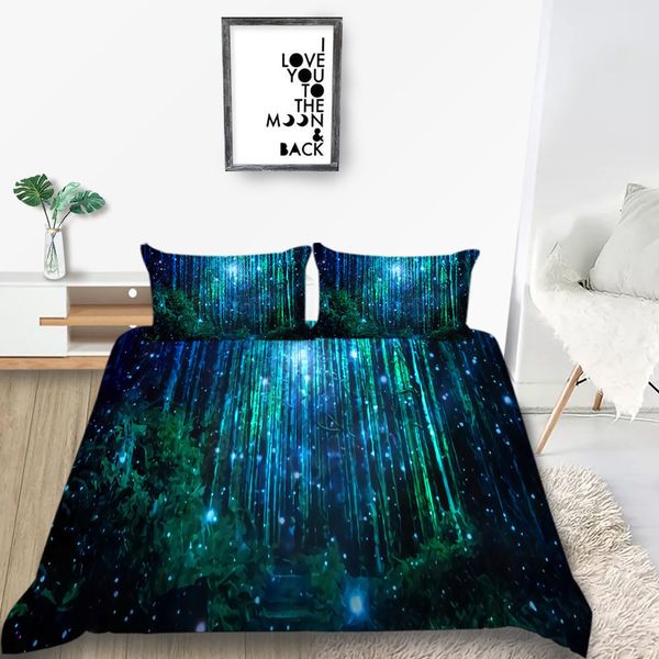 Bamboo Forest Bedding Set Fireflies Fantasy Beautiful Duvet Cover