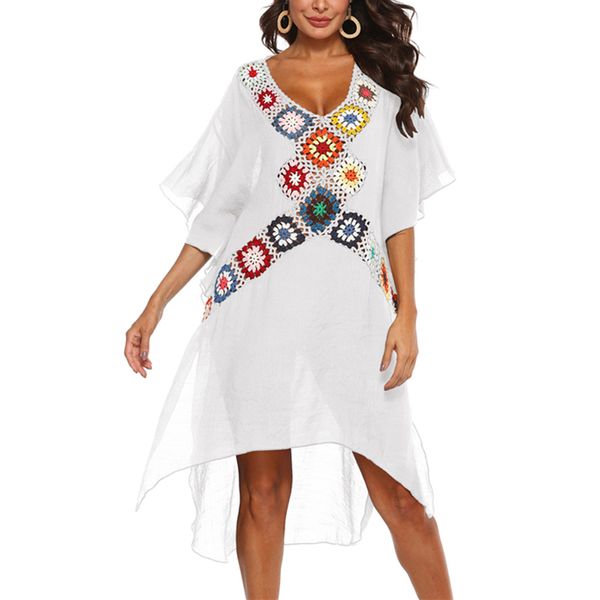 

women's swimwear women beach dress cover-ups swimsuit cover up beachwear white long swim suit for woman crochet summer tunic dresses, White;black