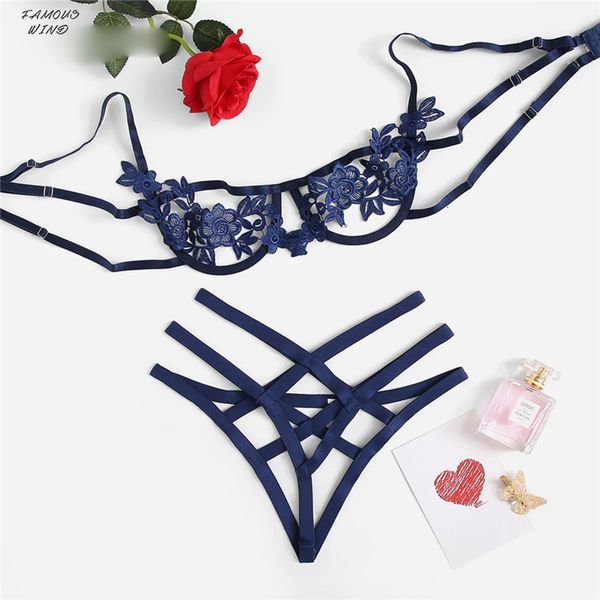 

underwire harness appliques blue women intimates 2019 black thongs v string transparent female underwear bra set, Red;black