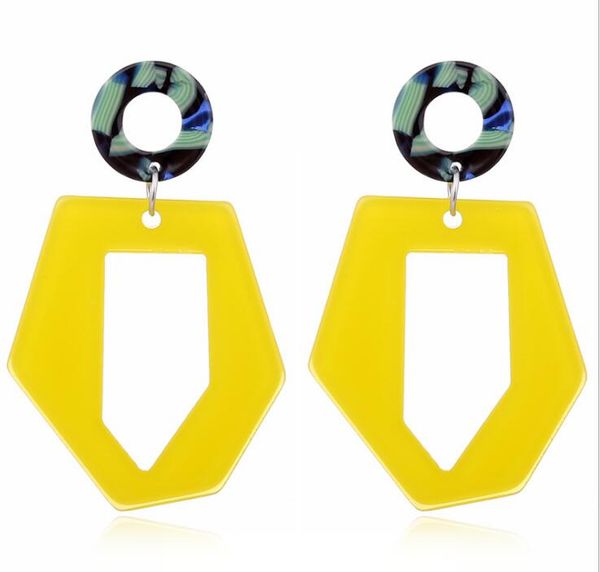 

acrylic yellow irregular earrings for women hollow out statement 2019 long earrings female fashion jewelry party gfit gb1082, Golden