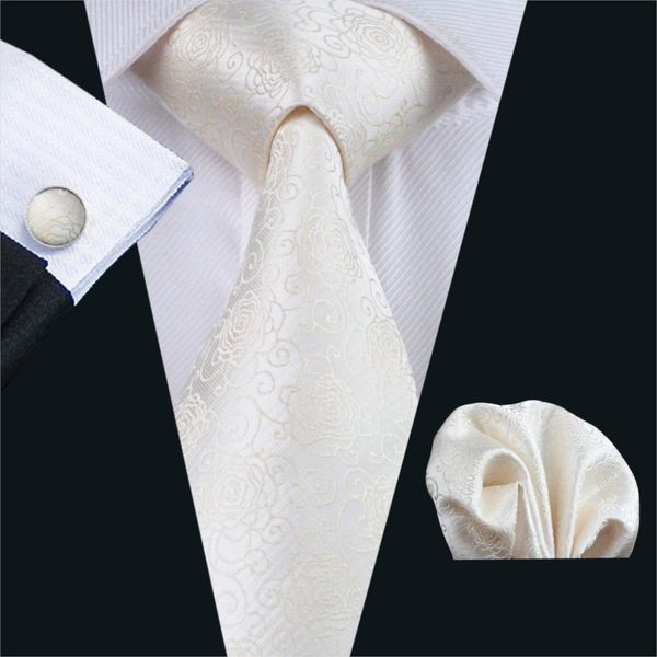 

fa-1174 men`s ties ivory floral gravata silk neck tie hanky cufflinks set ties for men business wedding party ing, Blue;purple