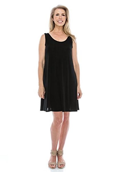 

jostar women's stretchy short tank dress, Black;gray