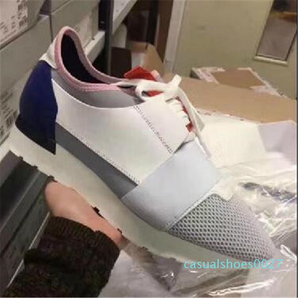 

classic brand designer sneakers mens womens race runners shoes leather lace up trainers platform show shoe c27, Black