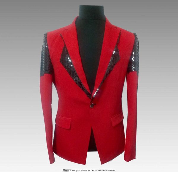 

blazer masculino man phnom penh punk men's sequin costume suit korean version of the self-cultivation red casual suit jacket men, White;black