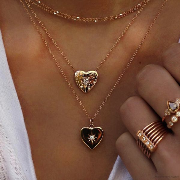 

Double Heart Pendant Necklace Women Necklace New Bohemian Pop Jewelry Necklace Drop Shipping