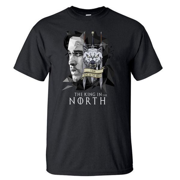 

игра престолов jon snow tshirt men house stark king in the north t shirt лето хлопка с коротким рукавом wolf black tshirt тис, White;black