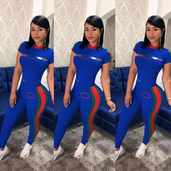 

women printed two piece sets short sleeves tracksuit summer stripe short sleeves pants outfits casual sweatshirts sports suit s-3xl, White