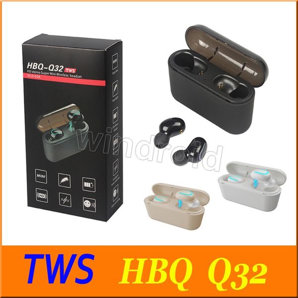 

hbq q32 tws ture wireless headphones bluetooth 5.0 headset with mic mini twins gaming earphone waterproof earbud cordless with charging box