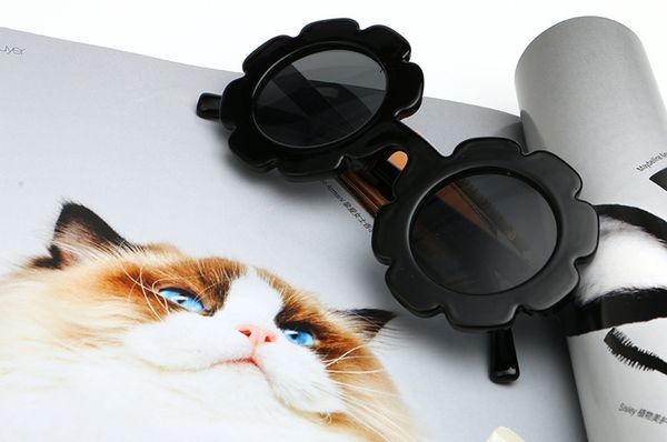 

small flowers glasses girls sunglasses kids new round frame candy color uv400 fashion travel eyewear jj19811, White;black