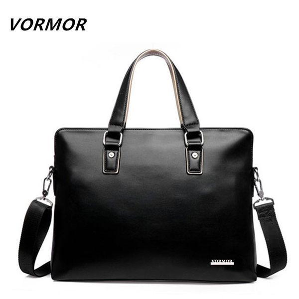 

vormor 2019 men casual briefcase bag pu leather shoulder messenger bags computer laphandbag tote bag black/blue cj191201