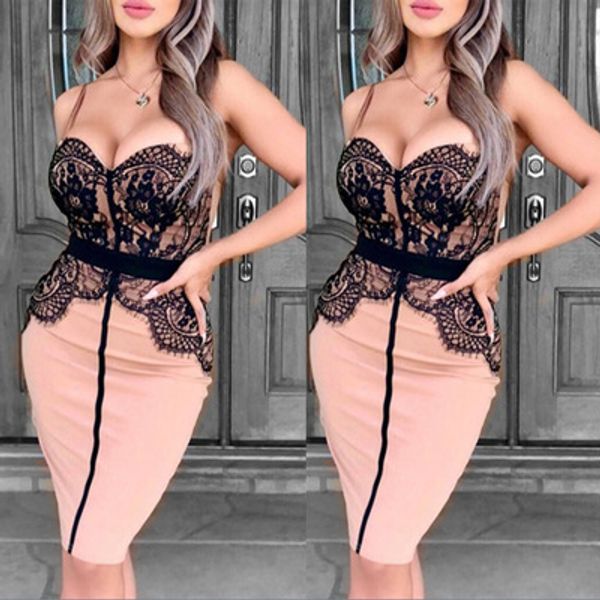 

women dress ladys & club skirts womens pack hip strap dresses lady lace stitching dress 2020 new style summer skirt party style, White;black