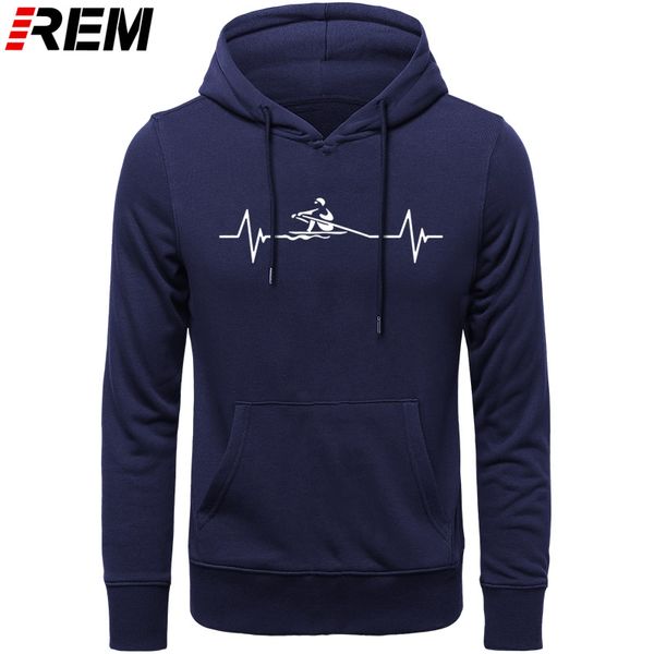 

rem new heartbeat of rowing hoodies mans long sleeve fashion kayaking o-neck men funny canoeing hoodies, sweatshirts, Black