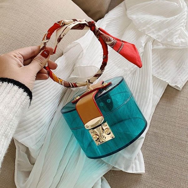 

new summer fashion acrylic female handbags transparent mini tote bags for women scarves design small ladies' travel cute cluth