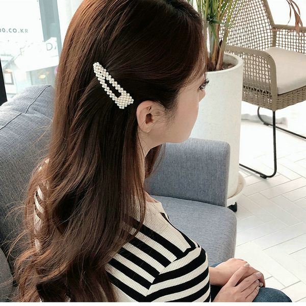 

heart pearl hair clip barrette hairclip hairpins pearl white decorative hair clips for thin hair oversized haarclip parel jcwck, Black;brown