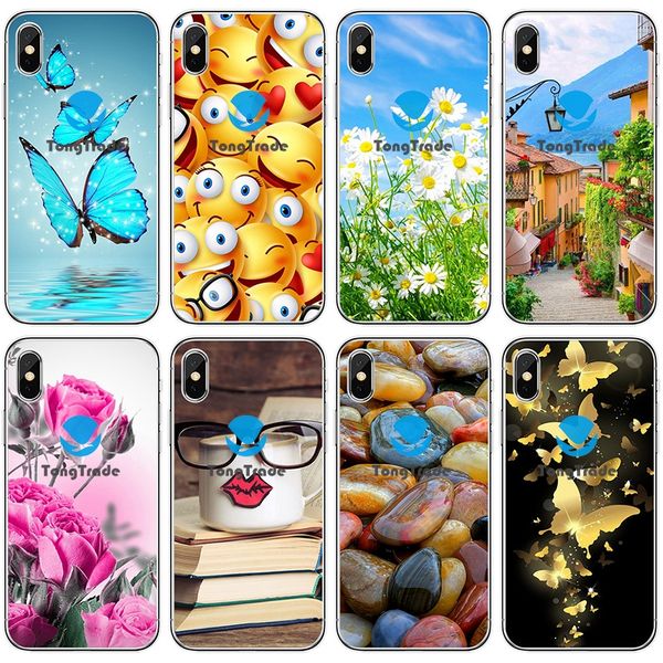 

tongtrade] soft silicone tpu case for iphone 11 pro x xs max 8 7 6s 6p 5s 5p huawei mate 30 20 x pro painted landscape fresh flower case