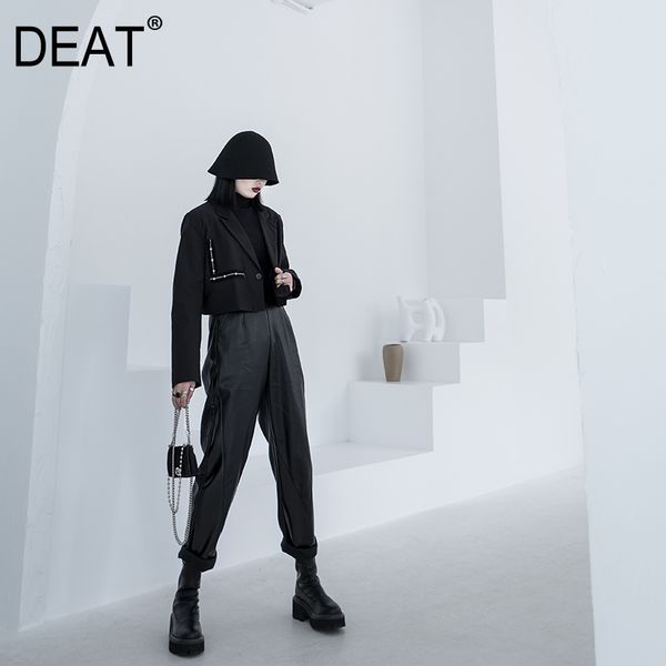 

deat] 2020 spring new fashion fast delivery women's blazer coat full sleeve short bright diamond lapel japan leisure fit 13f427, White;black