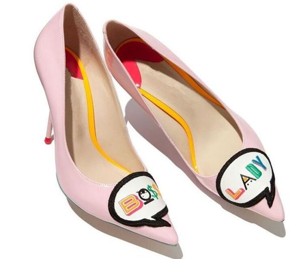 

pink patent leather women pumps pointed toe stiletto heels bridal wedding shoes embroder high heels women shoes, Black