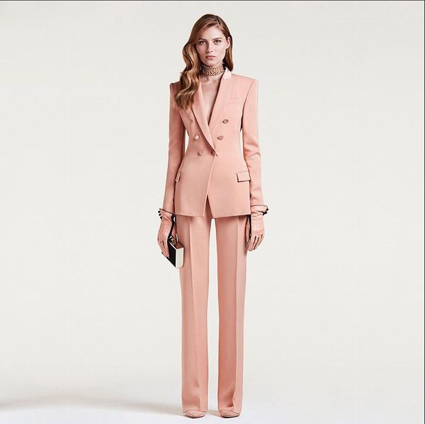 

elegant mother of the bride suits slim fit double breasted work wear ladies formal party evening wear for wedding(jacket+pants), Black;red
