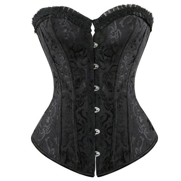 

spiral steel boned corset and overbust bustier jacquard costume clubwear shirt plus size s-6xl, Black;white