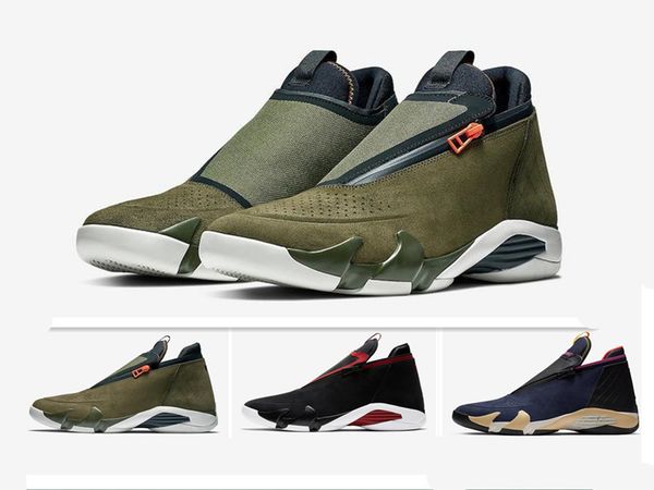 

2019 14s zipper basketball shoes men suede olive mesh last sblack red fusion jumpman z 14s xiv playoffs sneakers eur 40-47, White;red