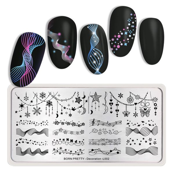

born pretty rectangle nail stamping plates flower elemental ornament stainless steel template nail art image decoration diy, White
