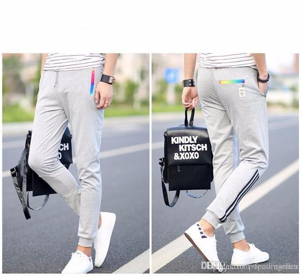

mens designer pants new fashion drawstring panelled fitness sport pants slacks pants casual mens running apparel, Black