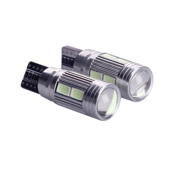 

10pcs car 10 smd 5630 led t10 194 w5w canbus light bulb no error auto clearance parking fog side lamp projector lens