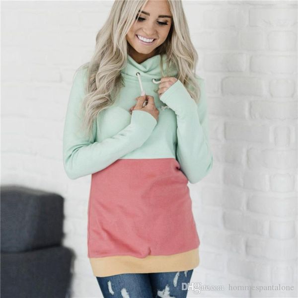 

autumn gradient color female sweatshirts fashion designer turtleneck women tees casual sport ladies loose clothing with ribbon, Black