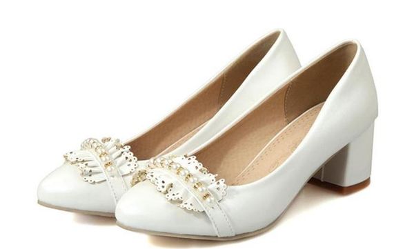 

women's shoes spring and autumn round head middle rough heel, Black