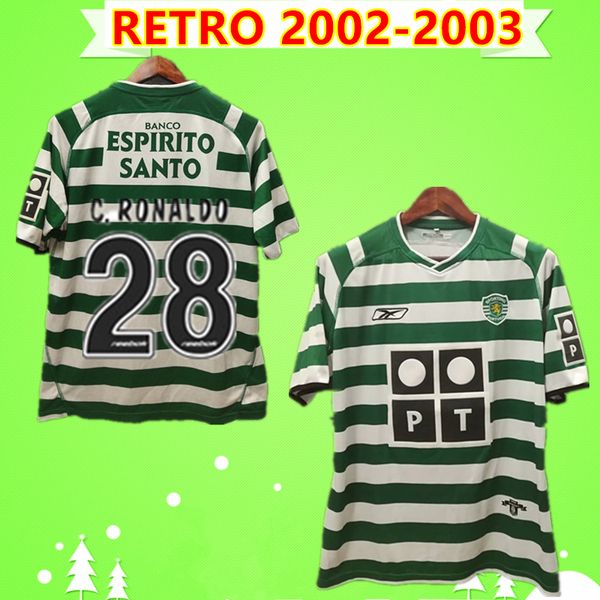 

s-2xl sporting lisbon retro 2002 2003 soccer jerseys #28 c.ronaldo 02 03 vintage maillot danny camisa de futebol sa pinto football shirts, Black;yellow