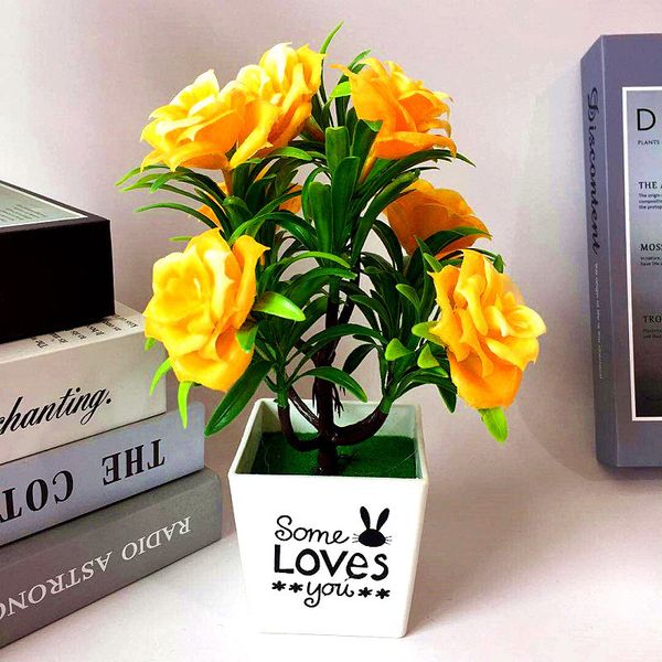 

simulated potted plant artificial rose flowers bonsai home wedding decoration