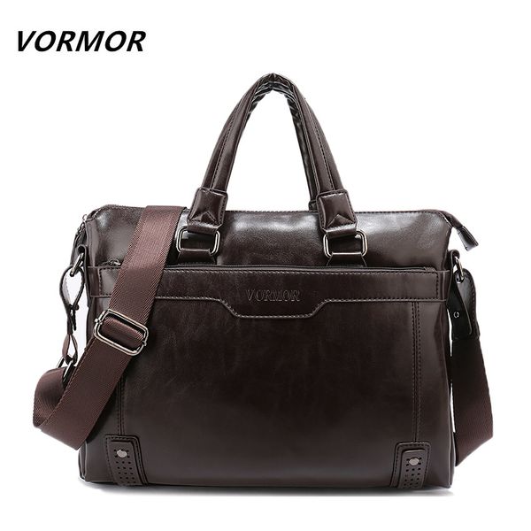 

vormor new leather men's handbag business men briefcase bag large capacity shoulder tote bags rivet hollow bottom man lapbag cj191210