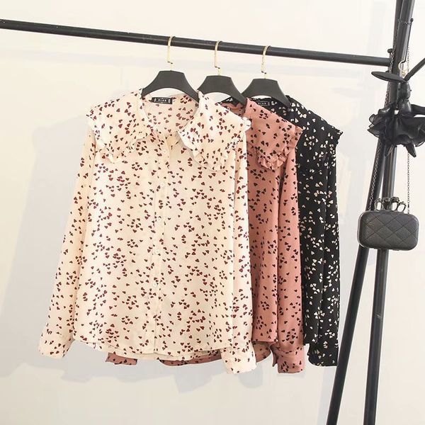 

2019 plus size casual blouses spring women clothing fashion loose long sleeve chiffon shirts s65-9004, White