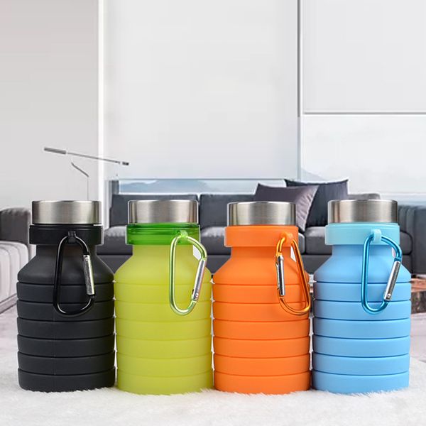 

20pcs 550ml portable silicone folding kettle retractable outdoor hiking travel folding sports bottle