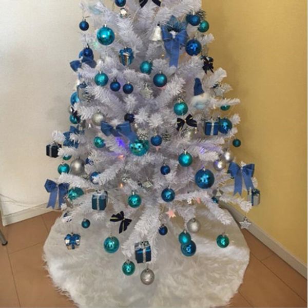 

xmas tree skirt snow plush floor mat cover merry christmas tree ornament santa claus deer felt living room party decoration gift lxl636q, Silver