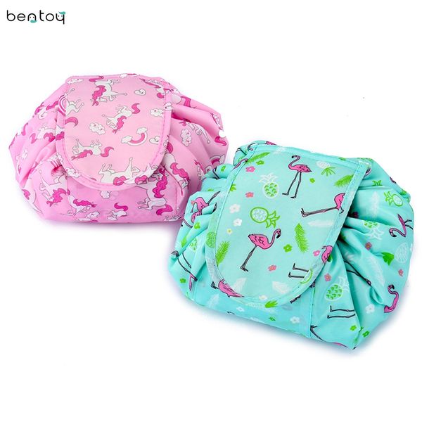 

drawstring путешествия единорог косметичка мода фламинго женщины макияж мыть мешок питьевой макияж туалетные принадлежности организатор сумк