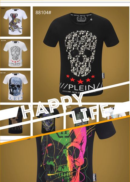 

2019 summer european and american cross-border foreign trade men's clothing round neck slim short-sleeved t-shirt top, White;black