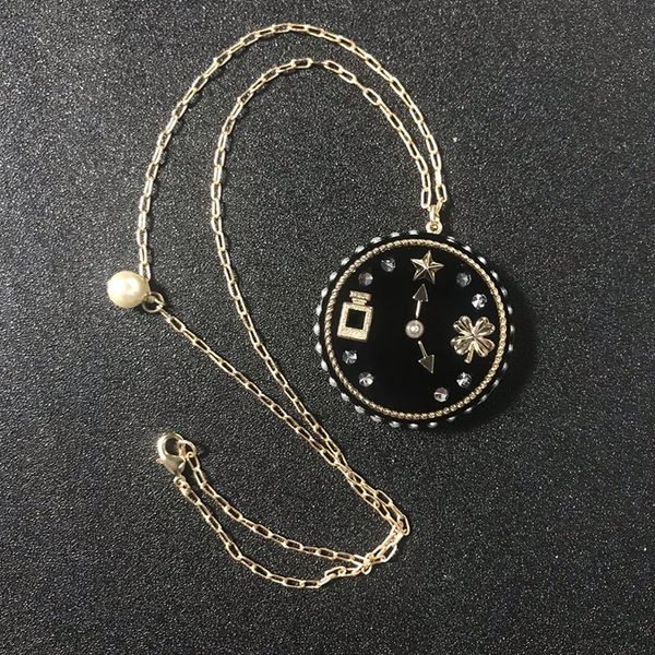 

brand fashion jewelry for women vintage pearl neckalce light gold chain clockpendants long necklace party sweater chain, Silver