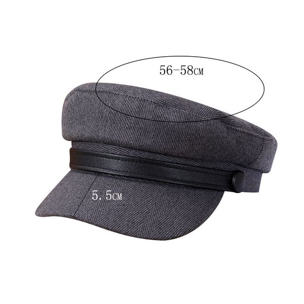 

осень зима полосатый военные шапки хлопок flat top берет повседневный painter шляпы navy ветер кожаный ремень берет cap hat, Blue;gray