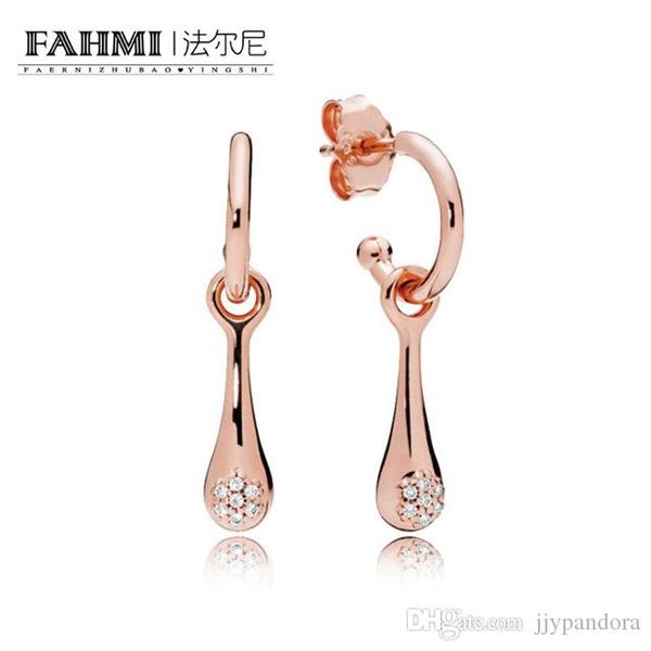 

fahmi 100% 925 sterling silver charm 297446cz-1 forever signature earring studs women's jewelry fashion gift commemoration, Golden;silver