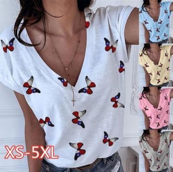 

summer 2020 solid color v-neck printed short-sleeved summer 2020 solid color v-neck printed short-sleeved t-shirt t-shirt, White