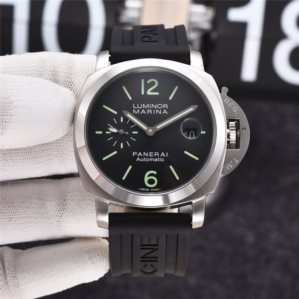 

new aaa panerai ashion brands watches 44mm men luxury mechanical watches rubber strap sports watch boxed h49, Slivery;brown